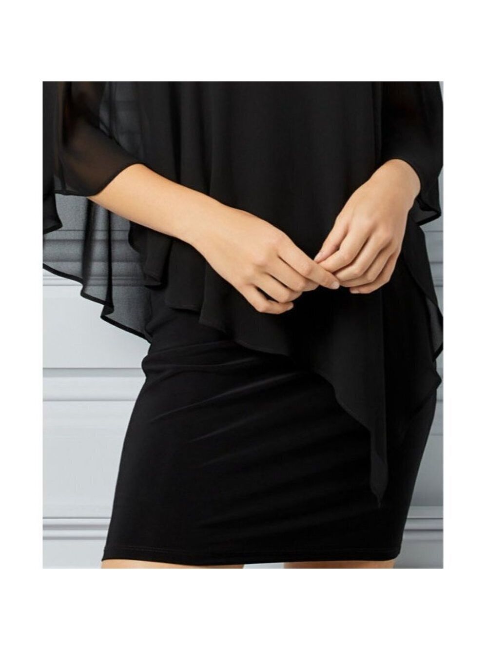 Le Chateau Women Chiffon Off-the-Shoulder Cape Dress XXL - Picture 5 of 9